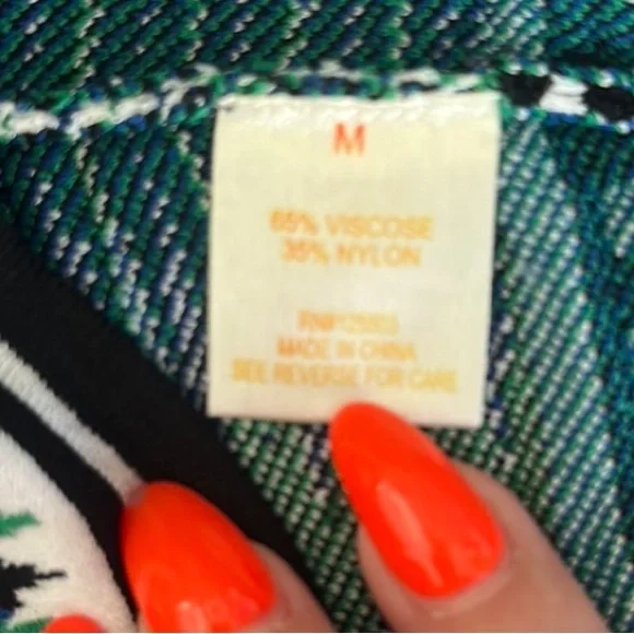 Torn by Ronny Kobo Blue Black Graphic stretch knit halter style Tank Top - Picture 3 of 8